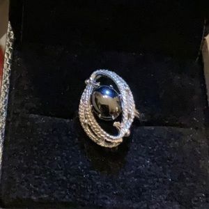 Vintage Sarah Coventry EBB TIDE 1971 Ring Black oval Hematite Stone